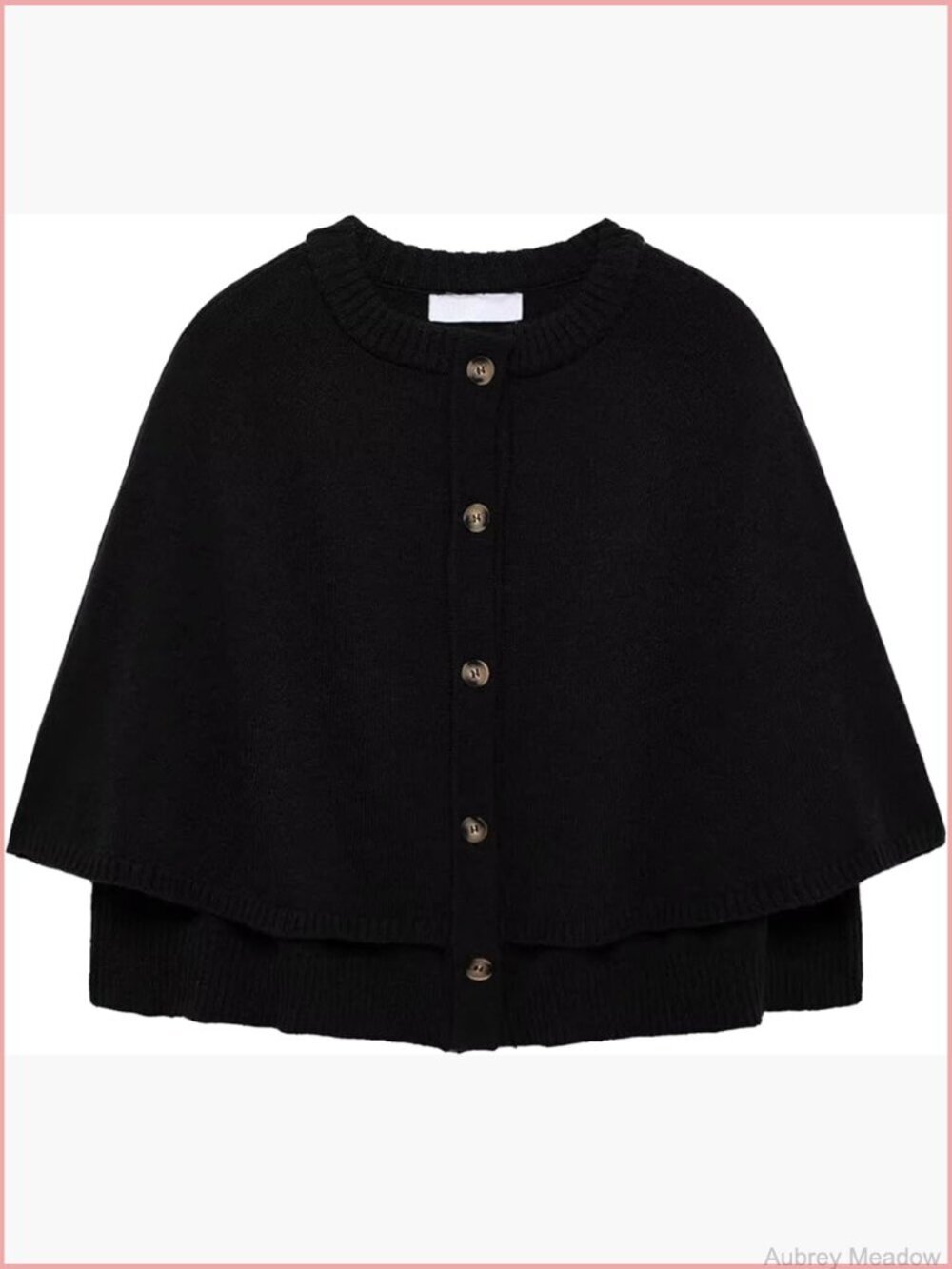 Cropped Knit Cape Cardigan Button Down Shawl Sweater